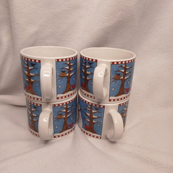 4 Cups and Saucer Sets Sakura Debbie Mumm Vintage 1997 Stoneware Christmas - Picture 14 of 16